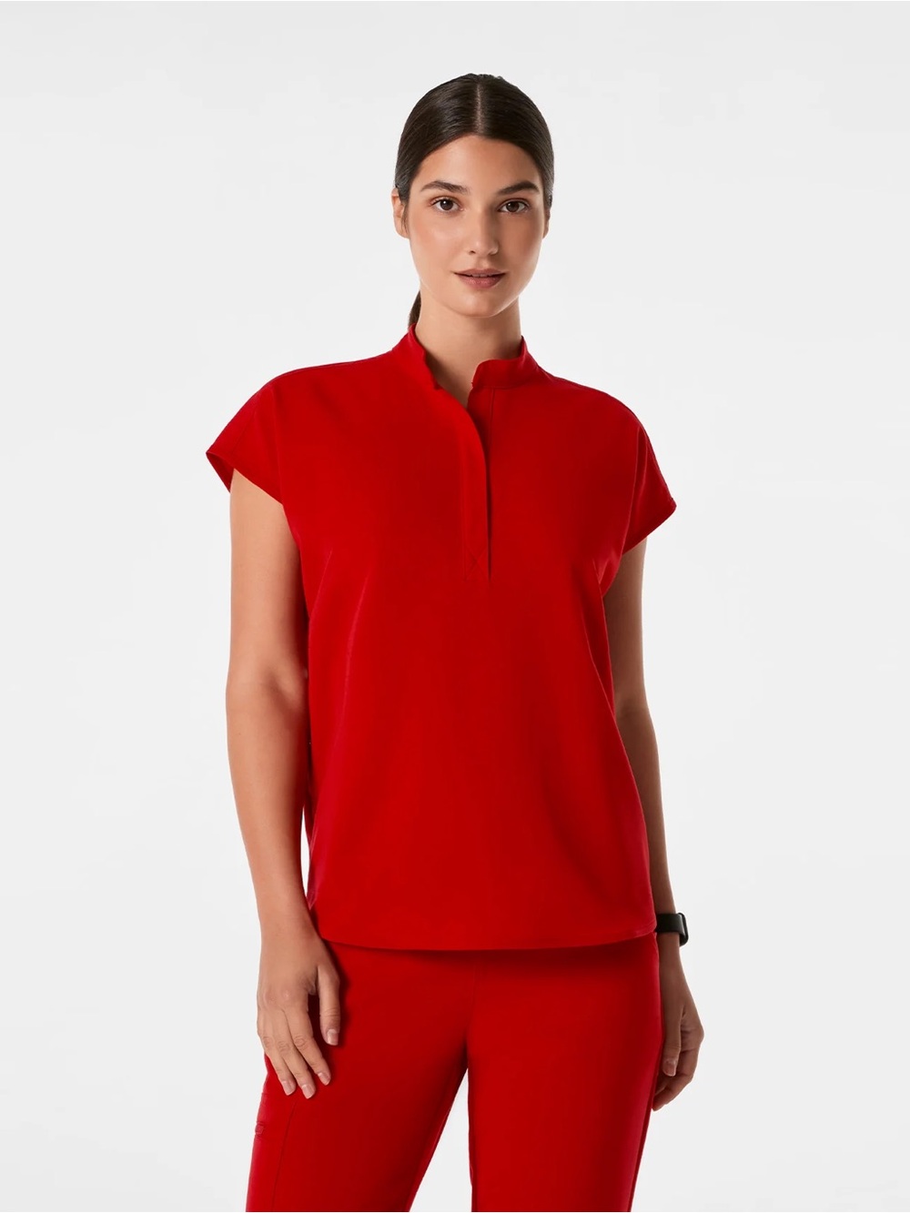 Figs Rafaela Oversized Scrub Top - Winning Red